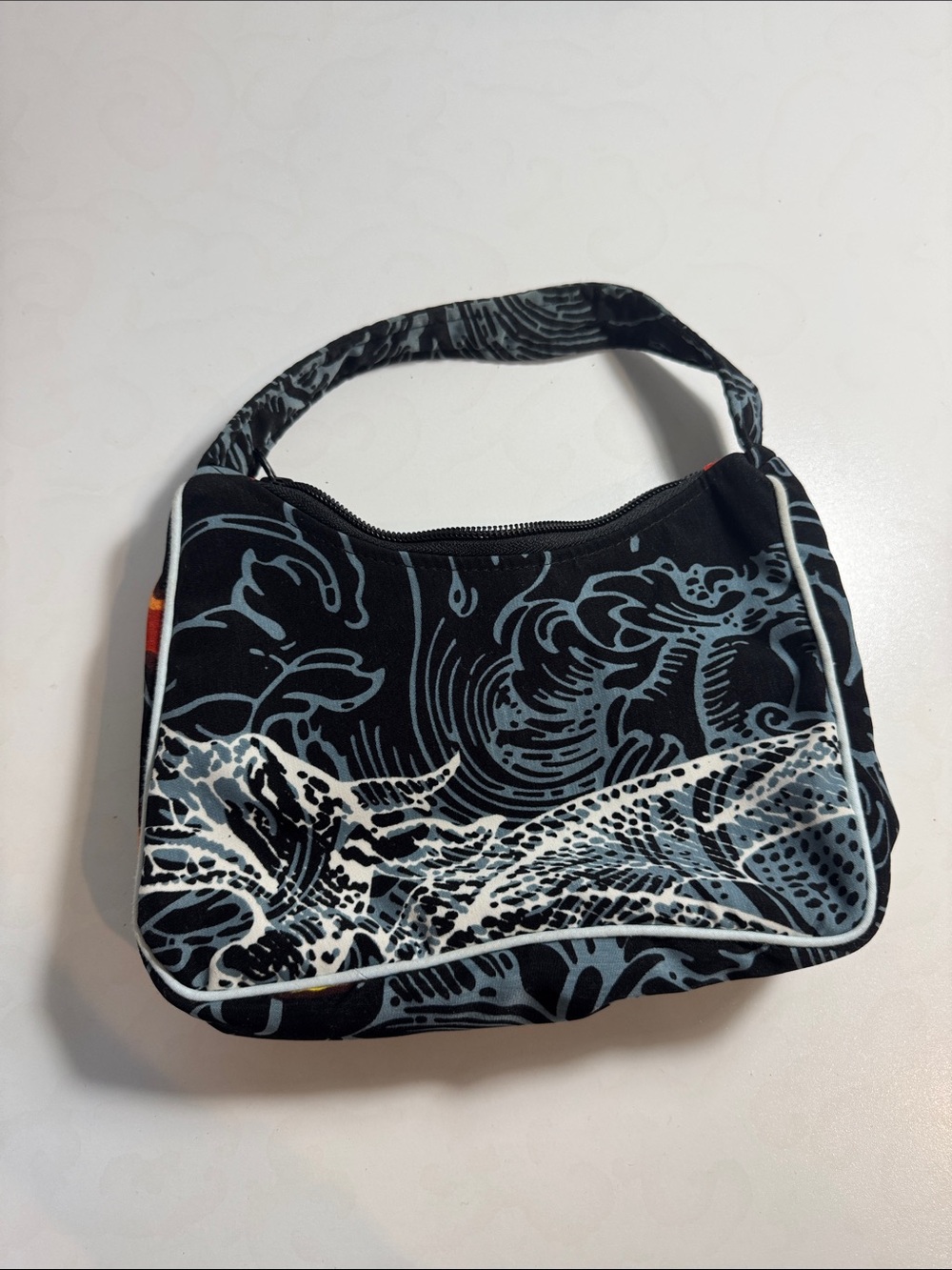 Black and Light Blue Patterned Women’s Shoulder Bag